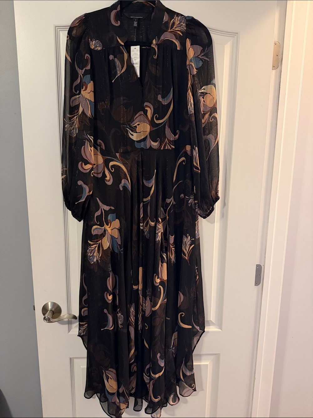 White House Black Market Floral-Print Assymetrical Maxi Dress NWT Size 2